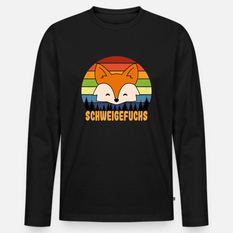 Schweigefuchs Grundschule Lehrer Geschenk - Männer Premium Bio Langarmshirt - Schwarz