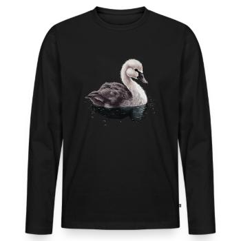 Bébé cygne Oiseau Poussin - T-shirt manches longues Premium bio Homme - noir - Devant - Nico (187cm)