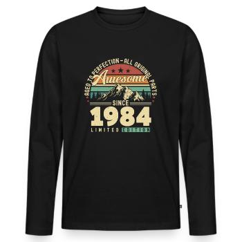 Great Since 1984 - Vintage 1984 Birthday - Men's Premium Organic Long Sleeve Shirt - black - Front - Nico (187cm)