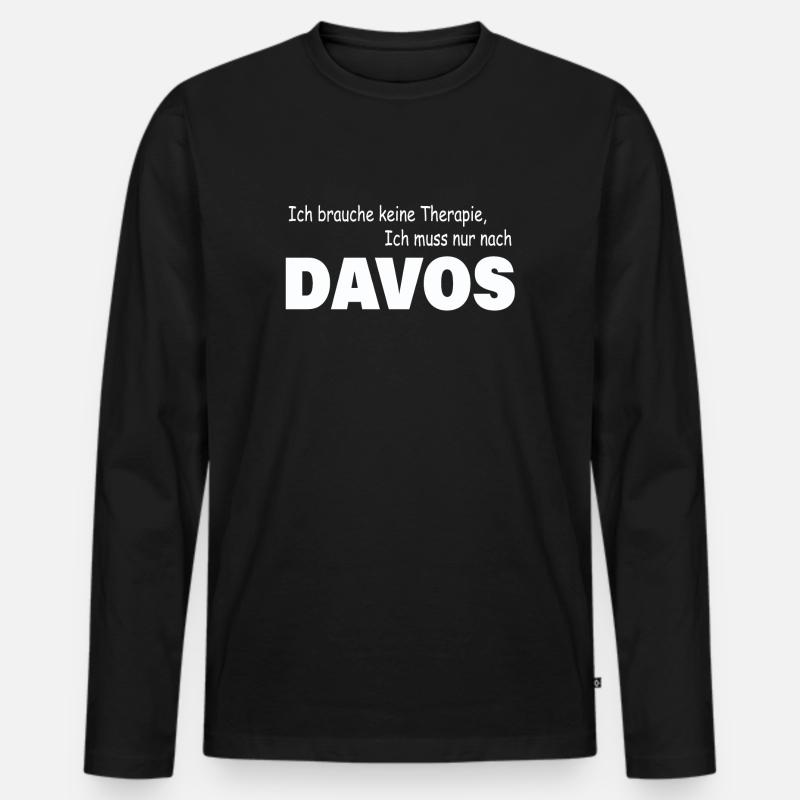 Therapie DAVOS - Männer Premium Bio Langarmshirt - Schwarz