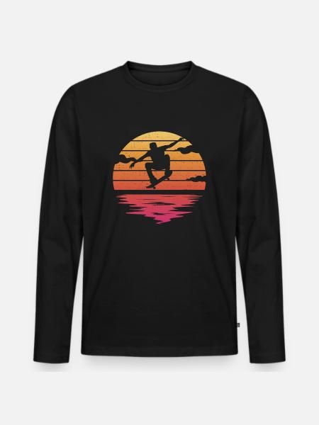 Skateboarding Tricks Skateboard Skater - Männer Premium Bio Langarmshirt - Schwarz