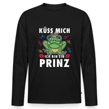 Karneval Küss Mich Ich Bin Ein Prinz Kostümidee - Männer Premium Bio Langarmshirt - Schwarz - Vorne - Nico (187cm)