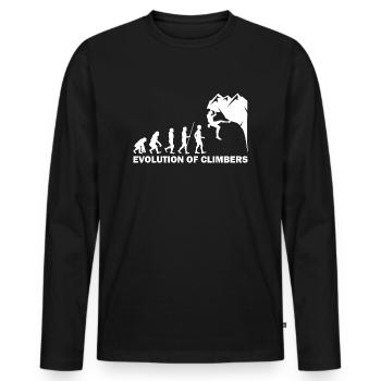 Evolution of climbers Bouldering - Men's Premium Organic Long Sleeve Shirt - black - Front - Nico (187cm)