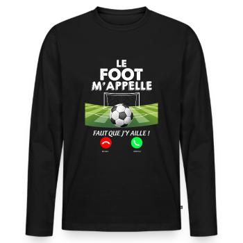 Foot m'appelle Cadeau Match - T-shirt manches longues Premium bio Homme - noir - Devant - Nico (187cm)