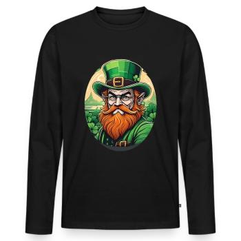 St. Patrick's Day Kleeblatt Kobold - Männer Premium Bio Langarmshirt - Schwarz - Vorne - Nico (187cm)