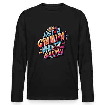 Grandpa is a baker, our grandpa likes to bake - Men's Premium Organic Long Sleeve Shirt - black - Front - Nico (187cm)