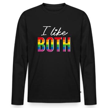 LGBTQIA+ I like both Rainbow Flag bisexual - Men's Premium Organic Long Sleeve Shirt - black - Front - Nico (187cm)
