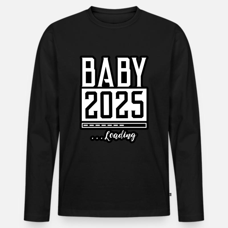 Baby 2025 Loading Babyshower - Männer Premium Bio Langarmshirt - Schwarz