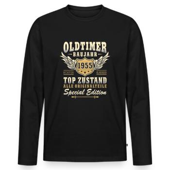 70. Geburtstag Oldtimer 70 Jahre 2025 Geschenkidee - Männer Premium Bio Langarmshirt - Schwarz - Vorne - Nico (187cm)