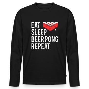 Eat Sleep Beer Pong Repeat Bier Pong Geschenk - Männer Premium Bio Langarmshirt - Schwarz - Vorne - Nico (187cm)