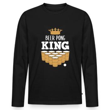 Beer Pong King Beer Pong Cadeau amusant - T-shirt manches longues Premium bio Homme - noir - Devant - Nico (187cm)