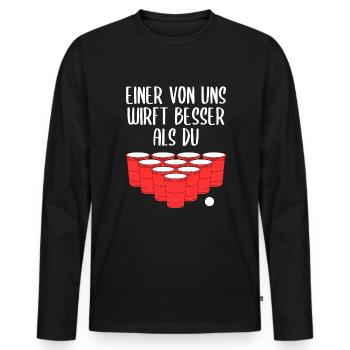 Beer Pong Bier Pong Lustiger Spruch Geschenk - Männer Premium Bio Langarmshirt - Schwarz - Vorne - Nico (187cm)