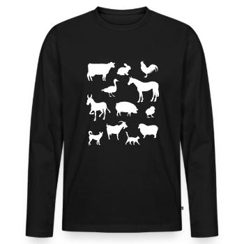 Farm Animals Collection Farm Animals Gift - Men's Premium Organic Long Sleeve Shirt - black - Front - Nico (187cm)