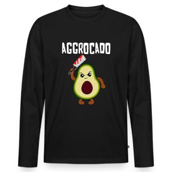 Evil Avocado Funny Vegetable Fruit Gift - Men's Premium Organic Long Sleeve Shirt - black - Front - Nico (187cm)