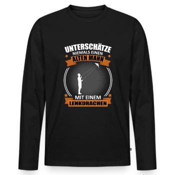 Drachenfliegen Alter Mann Spruch Geschenk - Männer Premium Bio Langarmshirt - Schwarz - Vorne - Nico (187cm)