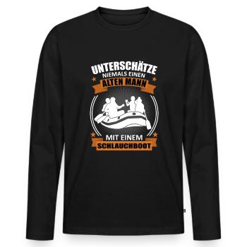 Rafting Alter Mann Spruch Wassersport Geschenk - Männer Premium Bio Langarmshirt - Schwarz - Vorne - Nico (187cm)