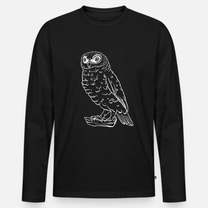 Einfach Eule - Männer Premium Bio Langarmshirt - Schwarz