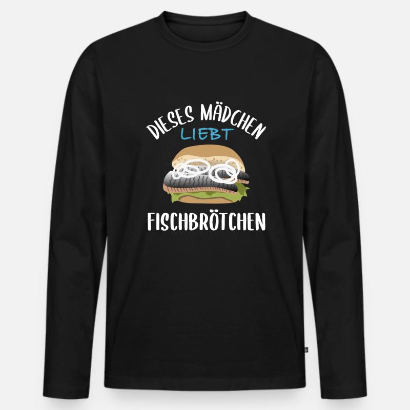 Mädchen & Fischbrötchen - Eine Liebesgeschichte - Männer Premium Bio Langarmshirt - Schwarz