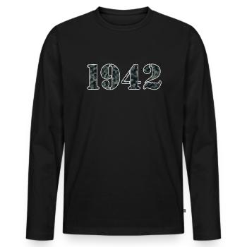 Optique militaire 1942 Vintage naissance année cadeau - T-shirt manches longues Premium bio Homme - noir - Devant - Nico (187cm)