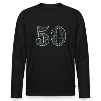 Fifty Military Style Strong Age Gift - Men's Premium Organic Long Sleeve Shirt - black - Front - Nico (187cm)