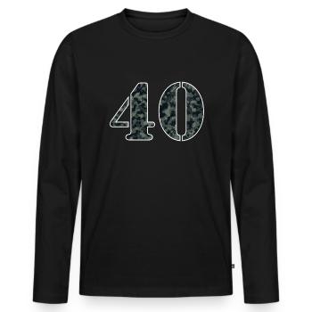 Fier 40 Look militaire cadeau d’anniversaire - T-shirt manches longues Premium bio Homme - noir - Devant - Nico (187cm)