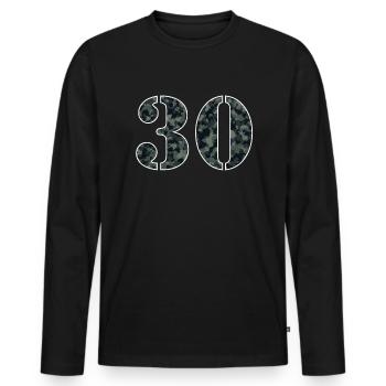 Robuste des années 30 Style militaire cadeau d’anniversaire - T-shirt manches longues Premium bio Homme - noir - Devant - Nico (187cm)