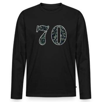 Military Style Birthday Number 70 Gift - Men's Premium Organic Long Sleeve Shirt - black - Front - Nico (187cm)