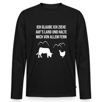 Landleben Ruhe Design - Männer Premium Bio Langarmshirt - Schwarz - Vorne - Nico (187cm)