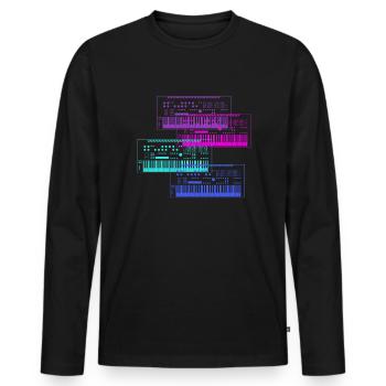 Synthesizer Sammlung Musik Design - Männer Premium Bio Langarmshirt - Schwarz - Vorne - Nico (187cm)