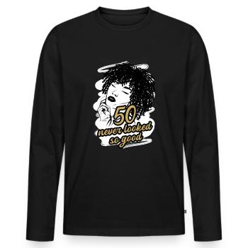 Célébration de l’âge d’or des années 50 - T-shirt manches longues Premium bio Homme - noir - Devant - Nico (187cm)