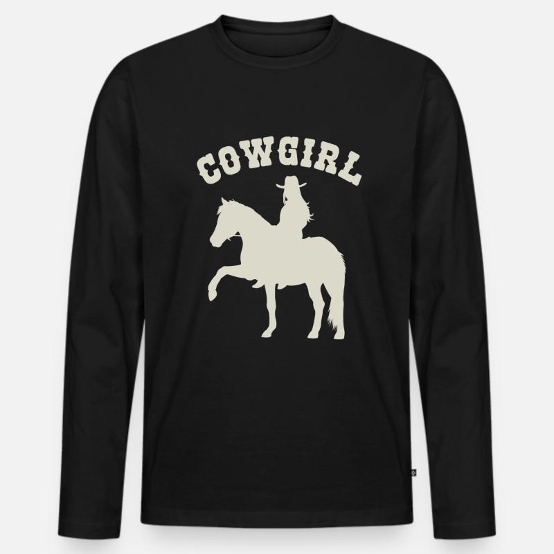 Reitsilhouette Einfach Stilvoll - Männer Premium Bio Langarmshirt - Schwarz