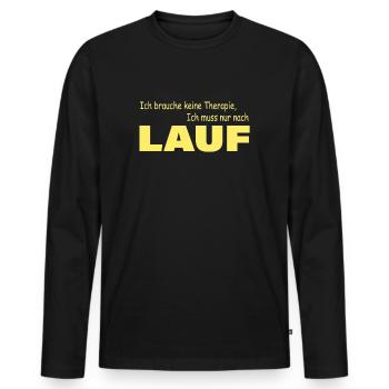Therapie LAUF - Männer Premium Bio Langarmshirt - Schwarz - Vorne - Nico (187cm)