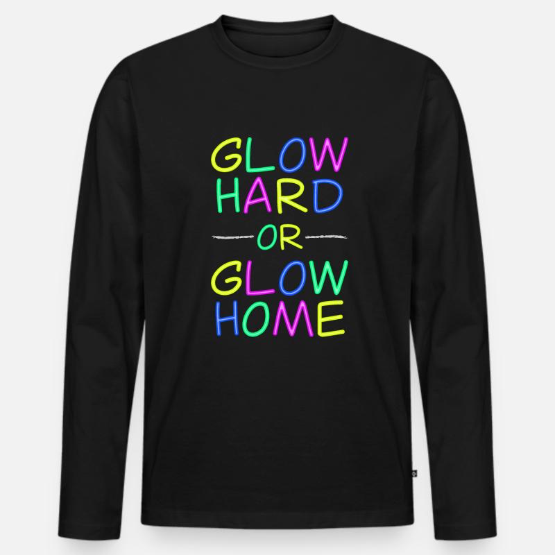 Neon Lebensmotto - Strahlend leben - Männer Premium Bio Langarmshirt - Schwarz