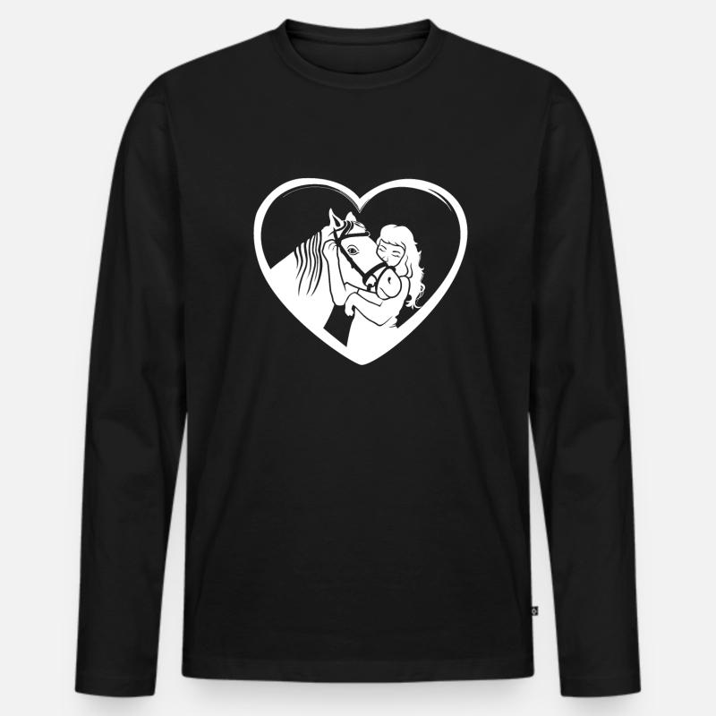 Herzensbande Pferd & Mädchen - Männer Premium Bio Langarmshirt - Schwarz