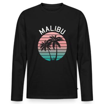 Néon Malibu Palm Tree Style rétro - T-shirt manches longues Premium bio Homme - noir - Devant - Nico (187cm)