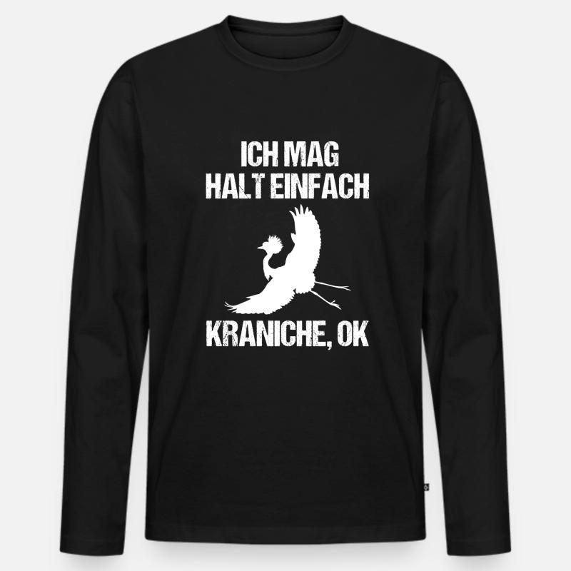 Einfach Kraniche Liebhaber Statement - Männer Premium Bio Langarmshirt - Schwarz