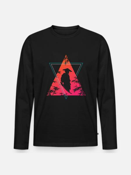 Neon Samurai Moderner Krieger Geist - Männer Premium Bio Langarmshirt - Schwarz