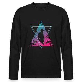 Neon Samurai Moderner Krieger Geist - Männer Premium Bio Langarmshirt - Schwarz - Vorne - Nico (187cm)