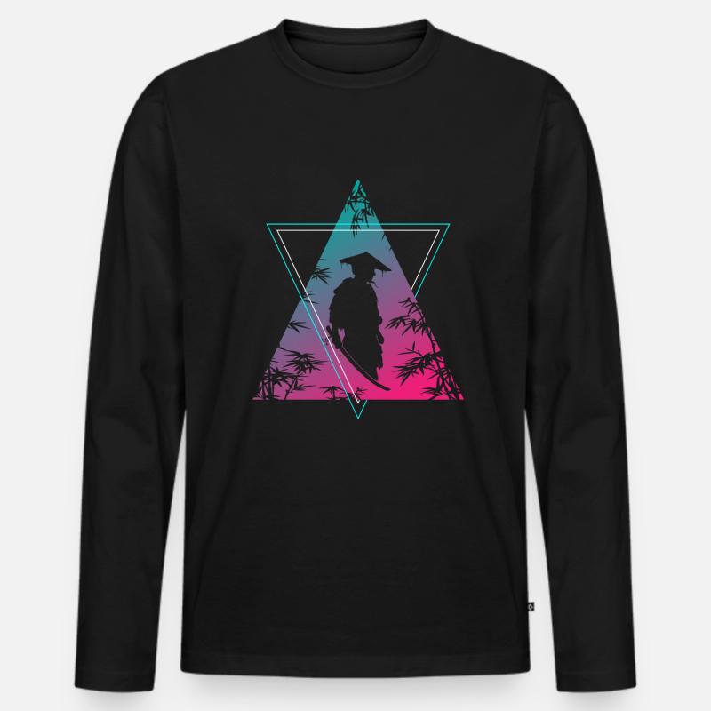 Neon Samurai Moderner Krieger Geist - Männer Premium Bio Langarmshirt - Schwarz