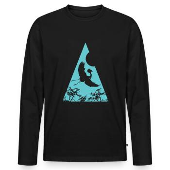 Grue Origami Géométrie Créativité - T-shirt manches longues Premium bio Homme - noir - Devant - Nico (187cm)