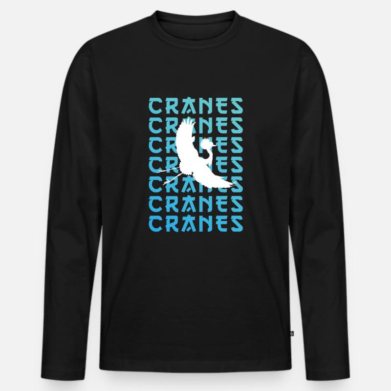 Kranich Silhouette Schattenkunst - Männer Premium Bio Langarmshirt - Schwarz