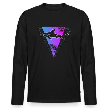 Deep Sea Triangle Shark Mysticism Gift - Men's Premium Organic Long Sleeve Shirt - black - Front - Nico (187cm)