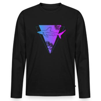 Deep Sea Triangle Shark Mysticism Gift - Men's Premium Organic Long Sleeve Shirt - black - Front - Nico (187cm)