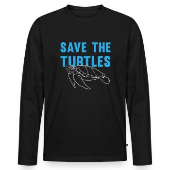 Protège les tortues Cadeau éco-conscient - T-shirt manches longues Premium bio Homme - noir - Devant - Nico (187cm)