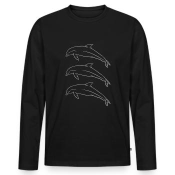 Dauphin Trio Oceanic Harmony cadeau - T-shirt manches longues Premium bio Homme - noir - Devant - Nico (187cm)