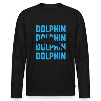 Dolphin Contour Typography Style - Men's Premium Organic Long Sleeve Shirt - black - Front - Nico (187cm)