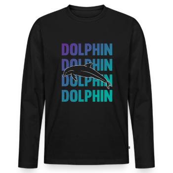 Dolphin Contour Typography Style - Men's Premium Organic Long Sleeve Shirt - black - Front - Nico (187cm)