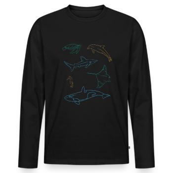 Ozeanische Freunde Farbenpracht Unterwasser - Männer Premium Bio Langarmshirt - Schwarz - Vorne - Nico (187cm)