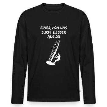 Surfer Challenge - Mieux que vous - T-shirt manches longues Premium bio Homme - noir - Devant - Nico (187cm)