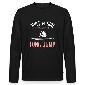 Weitsprung-Liebe - Männer Premium Bio Langarmshirt - Schwarz - Vorne - Nico (187cm)